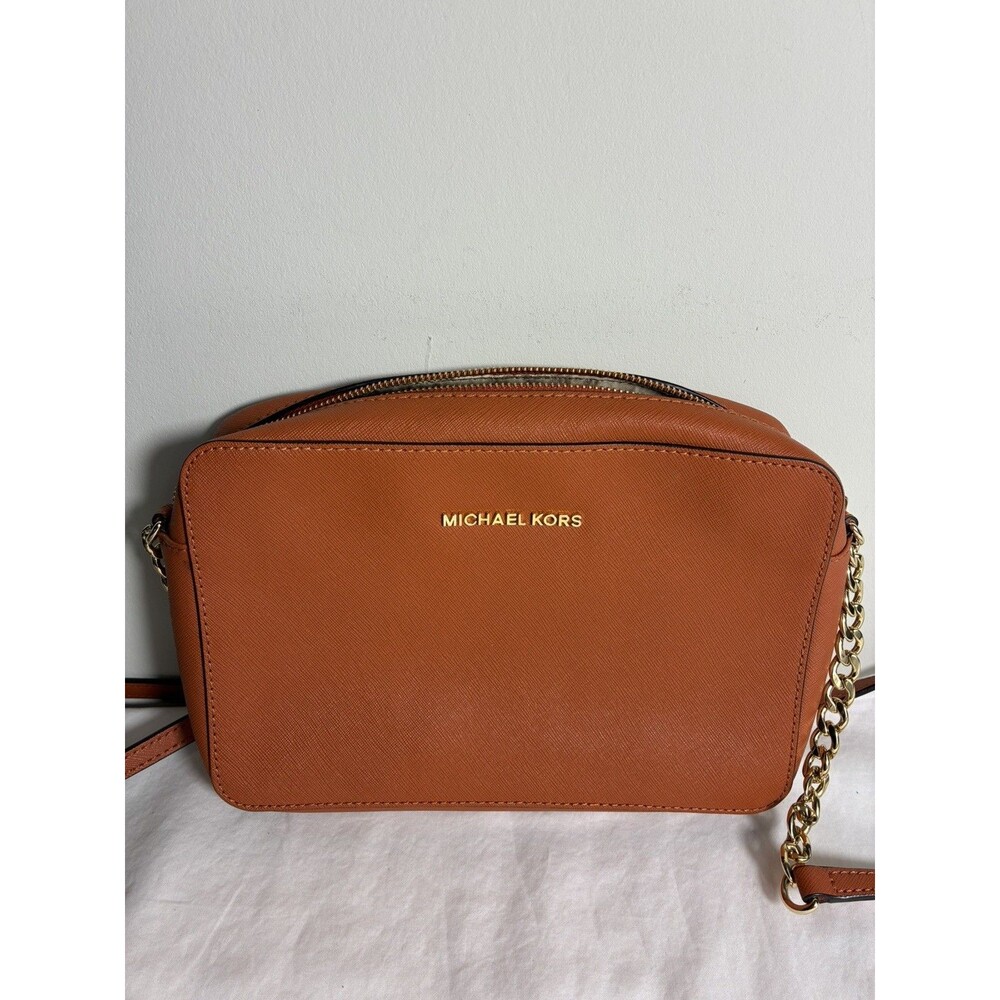Michael Kors Womens Bag Crossbody Handbag Rust Orange Leather 10x7x2